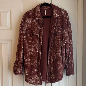 Free People Brown Paisley Shirt Jacket